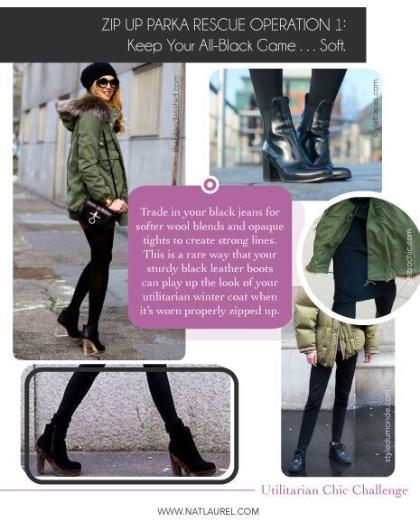 Green Parka with Black
